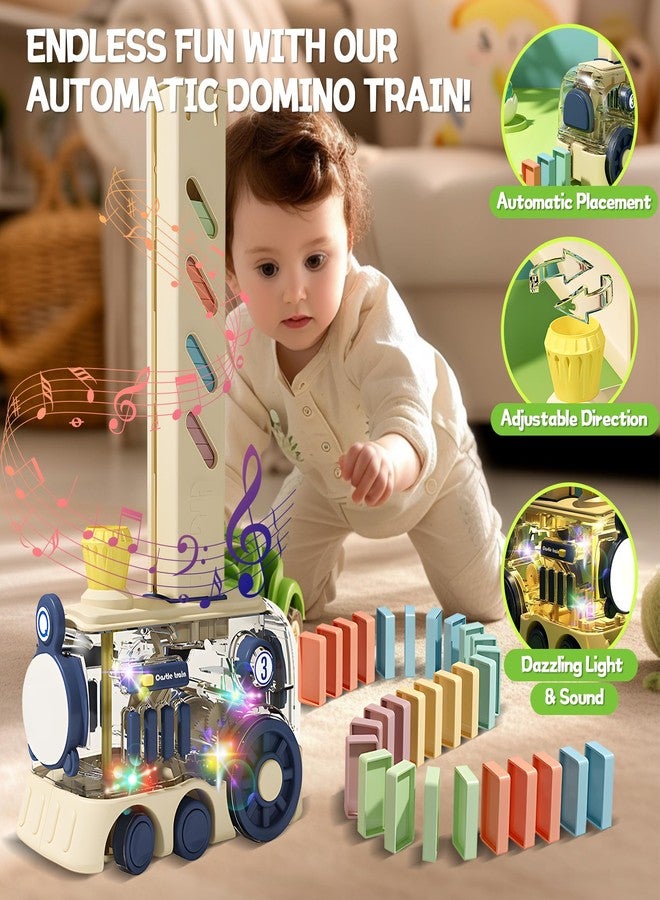 ROHSCE Domino Train Toy, 80 PCS Kids Games Automatic Dominos Set, STEM Montessori Toys for 3 Year Old, Colorful Lights & Music Creative Gifts for Boys Girls Autistic Age 3 4 5 6+ - Image 2